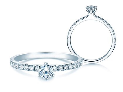 Verlobungsring Classic Pavé in 14K Weißgold mit Labordiamanten 0,50ct E/VS