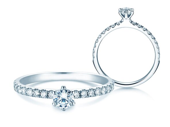 Verlobungsring Classic Pavé in 14K Weißgold mit Labordiamanten 0,50ct E/VS