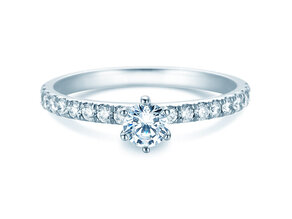 Verlobungsring Classic Pavé in 18K Weißgold mit Diamanten 0,60ct G/SI