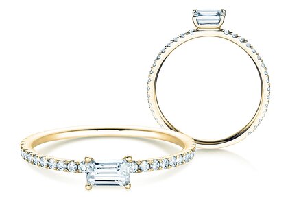 Verlobungsring Emerald-Cut in 14K Gelbgold mit Diamanten 0,46ct G/VS