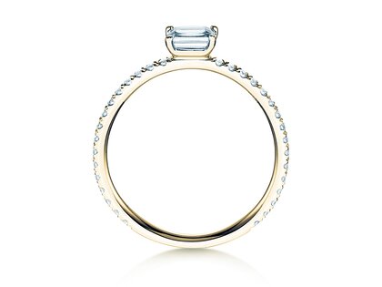 Verlobungsring Emerald-Cut in 14K Gelbgold mit Diamanten 0,46ct G/VS