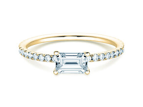 Verlobungsring Emerald-Cut in Gelbgold