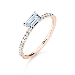 Verlobungsring Emerald-Cut in Roségold