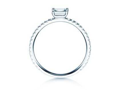 Verlobungsring Emerald-Cut in 14K Weißgold mit Diamanten 0,46ct G/VS