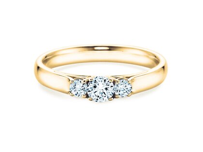 Verlobungsring 3 Stones in 14K Gelbgold mit Labordiamanten 0,40ct E/VS