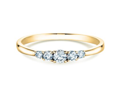 Verlobungsring 5 Diamonds in 14K Gelbgold mit Diamanten 0,15ct G/SI