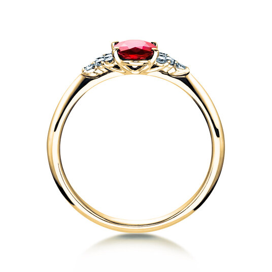 Verlobungsring Vivid in 9K Gelbgold mit Rubin 1,00ct und Diamanten 0,12ct