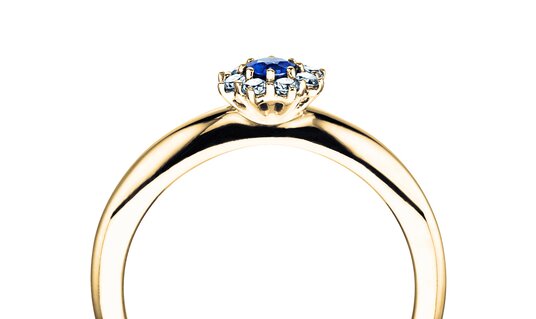 Verlobungsring Lovely in 9K Gelbgold mit Saphir 0,10ct und Diamanten 0,15ct