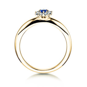 Verlobungsring Lovely in 18K Gelbgold mit Saphir 0,10ct und Diamanten 0,15ct