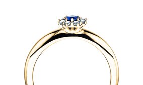 Verlobungsring Lovely in 18K Gelbgold mit Saphir 0,10ct und Diamanten 0,15ct