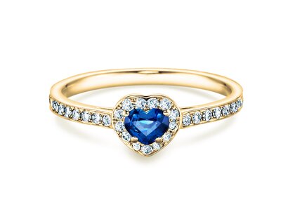 Verlobungsring Heart Saphir in 14K Gelbgold mit Saphir 0,25ct und Diamanten 0,34ct
