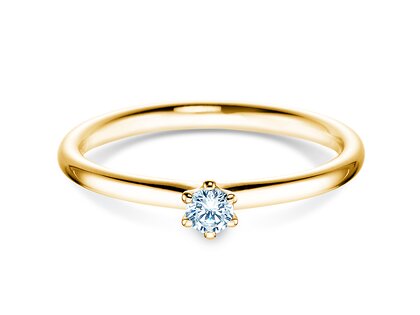 Verlobungsring Classic 6 in 18K Gelbgold mit Diamant 0,10ct H/SI