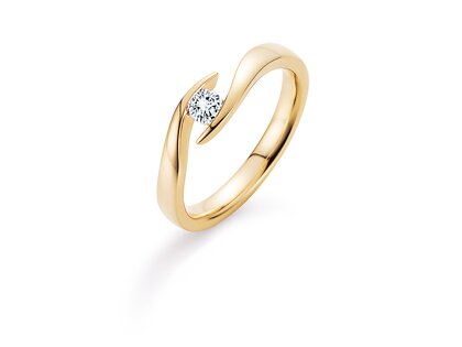 Verlobungsring Twist in 9K Gelbgold mit Labordiamant 0,15ct E/VS