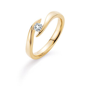 Verlobungsring Twist in 9K Gelbgold mit Labordiamant 0,15ct E/VS
