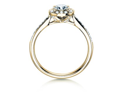 Verlobungsring Halo Classic in 18K Gelbgold mit Diamanten 0,78ct G/SI
