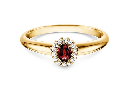 Verlobungsring Jolie in 14K Gelbgold mit Rubin 0,25ct und Diamanten 0,06ct