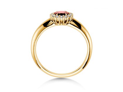 Verlobungsring Windsor in 14K Gelbgold mit Rubin 0,60ct und Diamanten 0,12ct