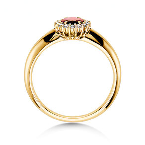 Verlobungsring Windsor in 14K Gelbgold mit Rubin 0,60ct und Diamanten 0,12ct