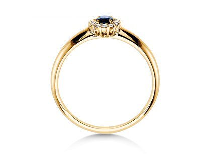 Verlobungsring Jolie in 14K Gelbgold mit Saphir 0,25ct und Diamanten 0,06ct