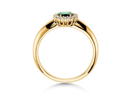 Verlobungsring Windsor in 9K Gelbgold mit Smaragd 0,60ct und Diamanten 0,12ct