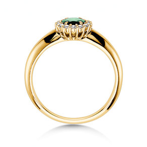 Verlobungsring Windsor in 9K Gelbgold mit Smaragd 0,60ct und Diamanten 0,12ct
