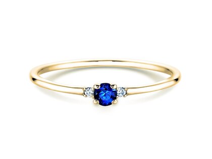 Verlobungsring Vivid Petite in 14K Gelbgold mit Saphir 0,08ct und Diamanten 0,02ct
