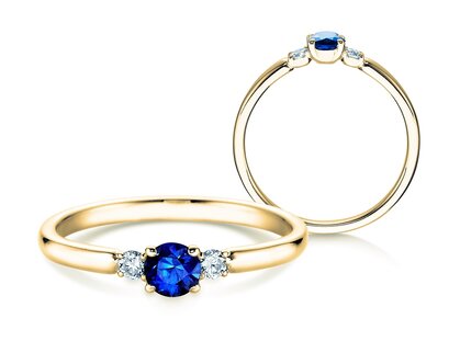 Verlobungsring Vivid Petite in 9K Gelbgold mit Saphir 0,23ct und Diamanten 0,07ct