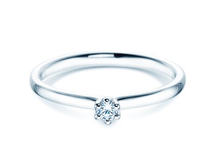 Verlobungsring Classic 6 in 14K Weißgold mit Diamant 0,05ct H/SI