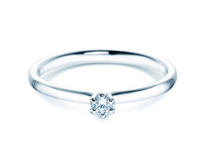Verlobungsring Classic 6 in 14K Weißgold mit Diamant 0,05ct H/SI