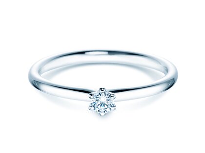 Verlobungsring Classic 6 in 18K Weißgold mit Diamant 0,10ct H/SI