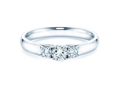 Verlobungsring 3 Stones in 9K Weißgold mit Diamanten 0,11ct G/SI