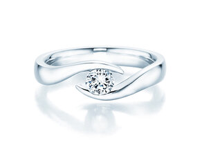 Verlobungsring Twist in 9K Weißgold mit Diamant 0,30ct H/SI