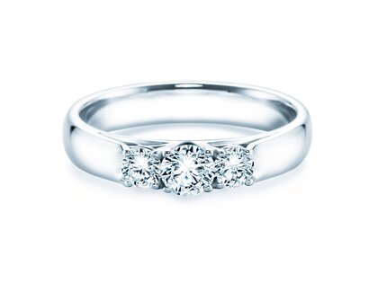 Verlobungsring 3 Stones in 14K Weißgold mit Diamanten 0,40ct G/SI