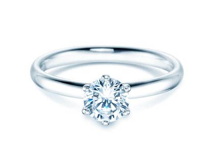 Verlobungsring Classic 6 in 14K Weißgold mit Diamant 0,75ct H/SI