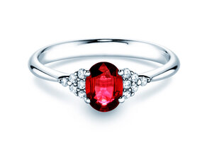Verlobungsring Vivid in Platin 950/- mit Rubin 1,00ct und Diamanten 0,12ct