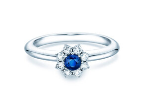 Verlobungsring Lovely in 14K Weißgold mit Saphir 0,25ct und Diamanten 0,25ct