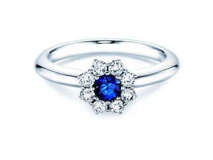 Verlobungsring Lovely in 14K Weißgold mit Saphir 0,33ct und Diamanten 0,40ct