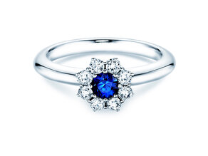 Verlobungsring Lovely in 14K Weißgold mit Saphir 0,33ct und Diamanten 0,40ct