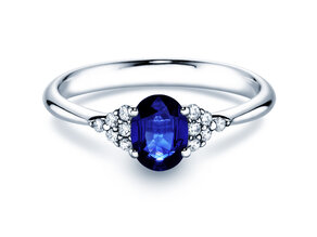 Verlobungsring Vivid in 14K Weißgold mit Saphir 1,00ct und Diamanten 0,12ct