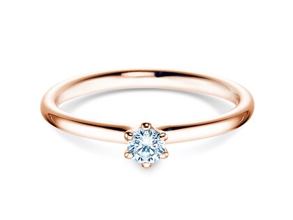 Verlobungsring Classic 6 in 14K Roségold mit Labordiamant 0,15ct E/VS