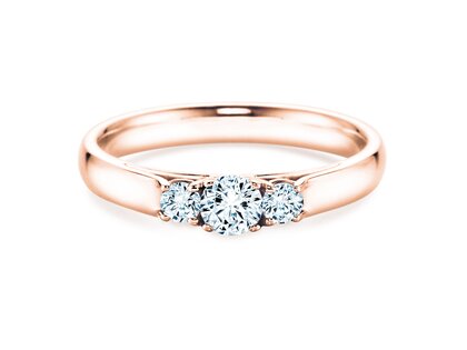 Verlobungsring 3 Stones in 14K Roségold mit Diamanten 0,40ct G/SI