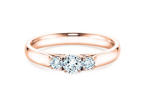 Verlobungsring 3 Stones in 14K Roségold mit Diamanten 0,40ct G/SI