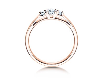 Verlobungsring 3 Stones in 14K Roségold mit Diamanten 0,40ct G/SI