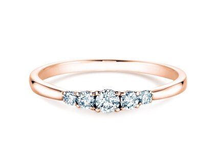 Verlobungsring 5 Diamonds in 18K Roségold mit Diamanten 0,40ct G/SI