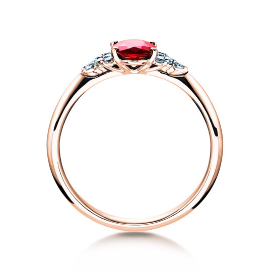 Verlobungsring Vivid in 9K Roségold mit Rubin 1,00ct und Diamanten 0,12ct