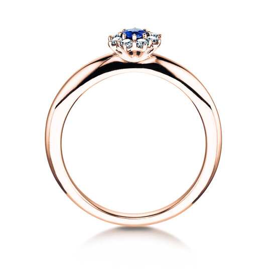 Verlobungsring Lovely in 9K Roségold mit Saphir 0,10ct und Diamanten 0,15ct