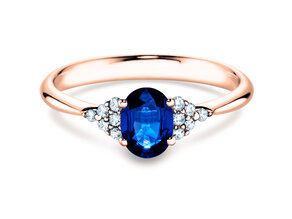 Verlobungsring Vivid in 14K Roségold mit Saphir 1,00ct und Diamanten 0,12ct
