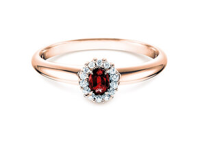 Verlobungsring Jolie in 18K Roségold mit Rubin 0,25ct und Diamanten 0,06ct