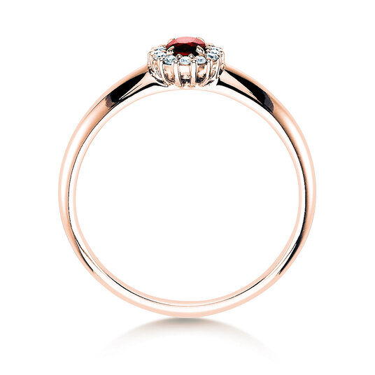 Verlobungsring Jolie in 9K Roségold mit Rubin 0,25ct und Diamanten 0,06ct