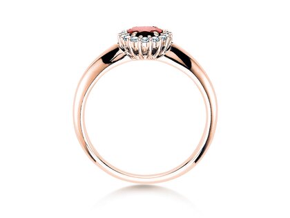 Verlobungsring Windsor in 14K Roségold mit Rubin 0,60ct und Diamanten 0,12ct